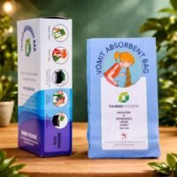 Disposable vomiting absorbent bag for travel, hospital and emergency hygiene use